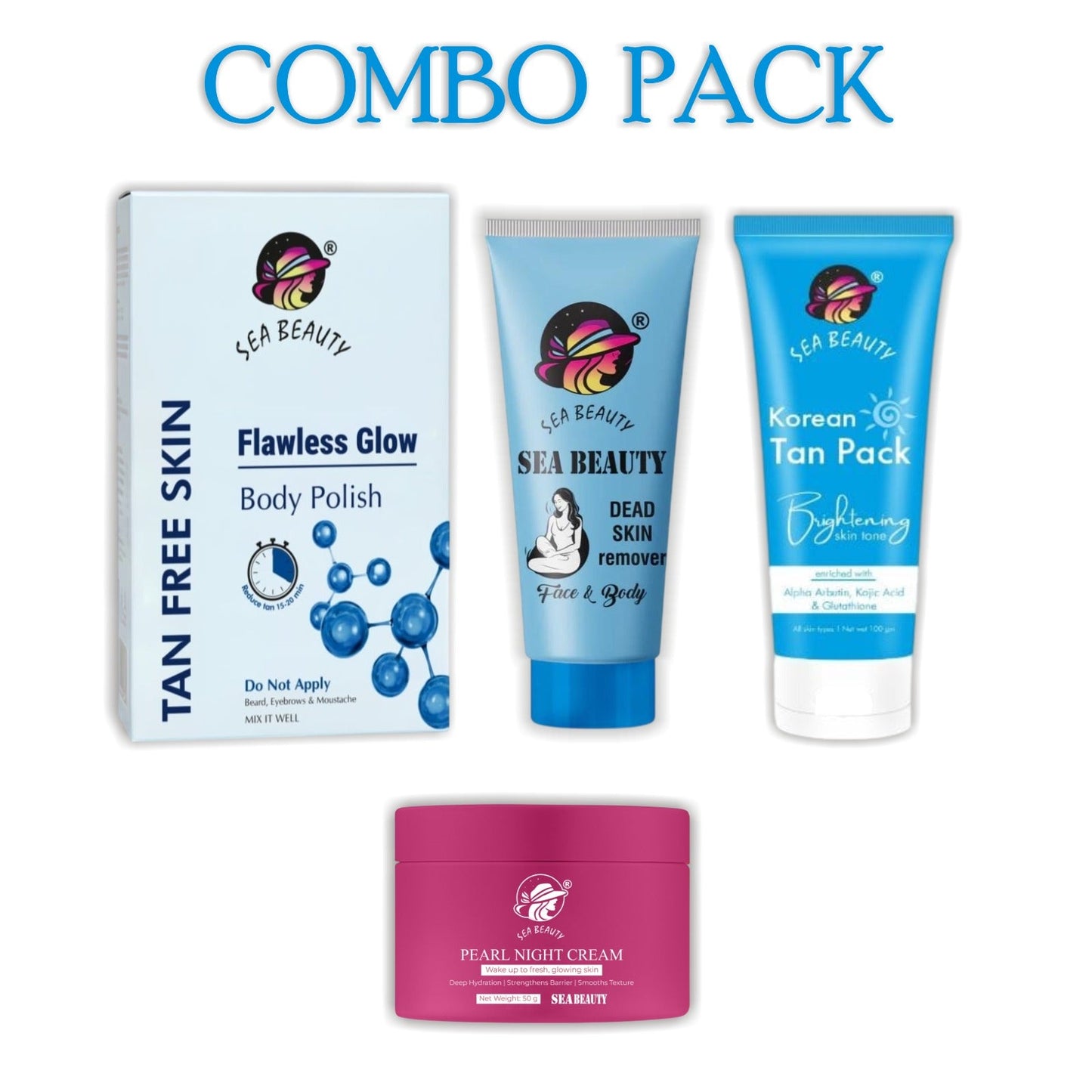 Combo pack (Body polish+Dead Skin Remover+Korean Tan Pack+Night Cream)